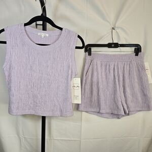 Ava & Viv Lavender Textured Tank Top and Shorts Set